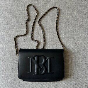 Badgley Mischka black debossed crossbody purse vegan leather